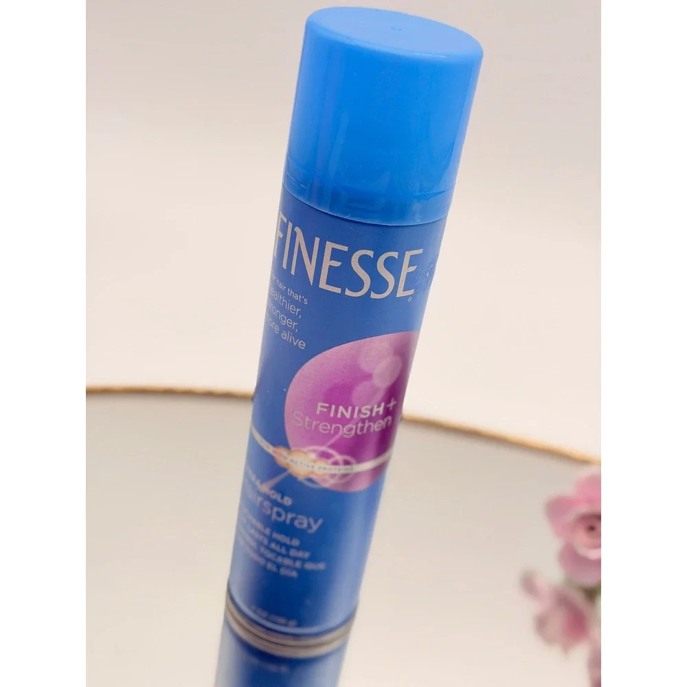 Finesse Finish + Strengthen Extra Hold Hairspray Active Proteins 7 oz Blue Can